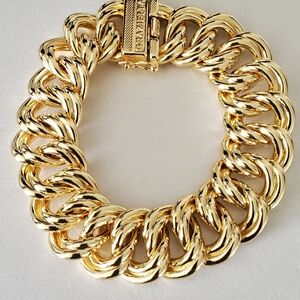 Fashion Jewelry Shiny Gold Chunky Cuban Link Bracelet